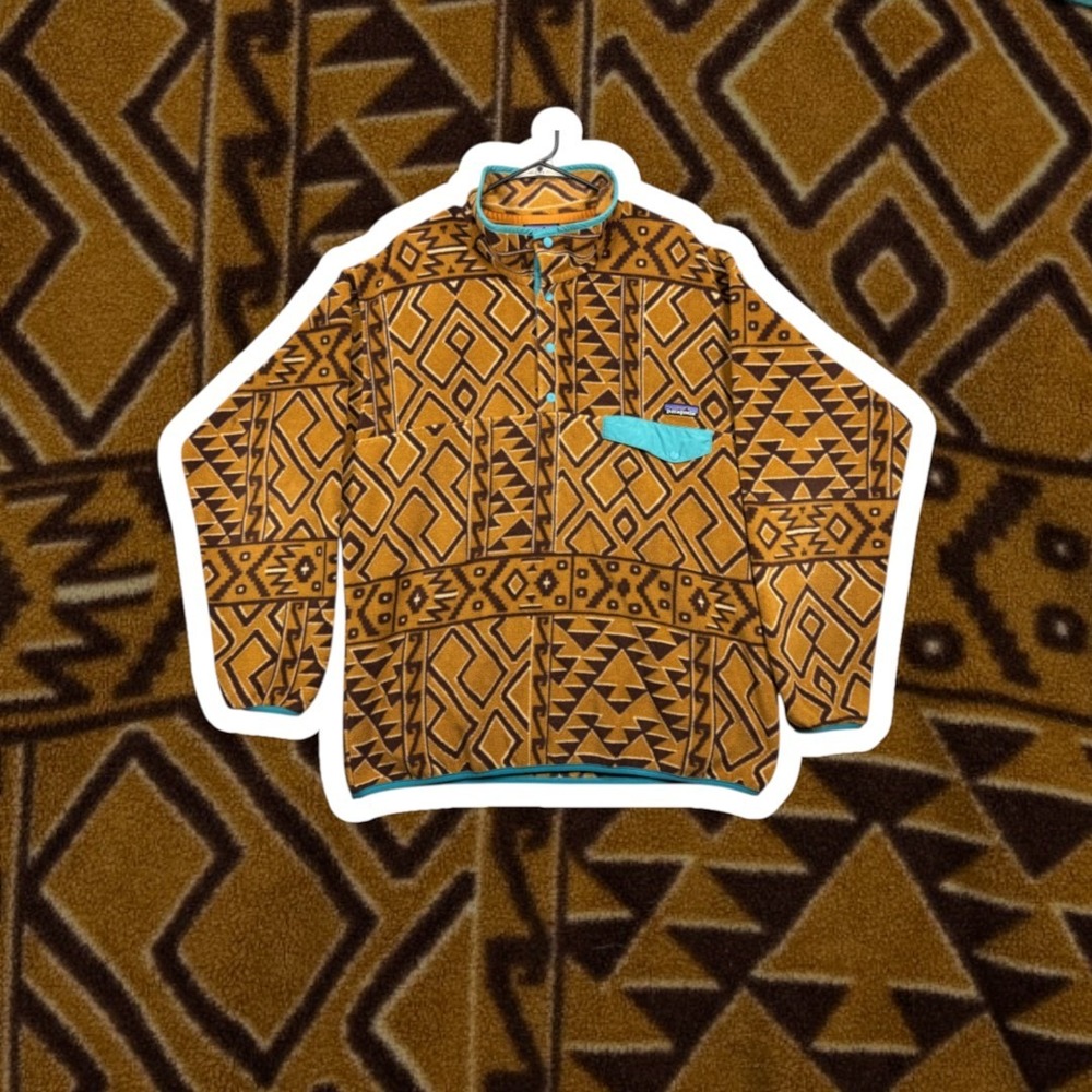 Patagonia Synchilla Snap-T Fleece Pullover Mens L Montana Siete Bear Brown Aztec